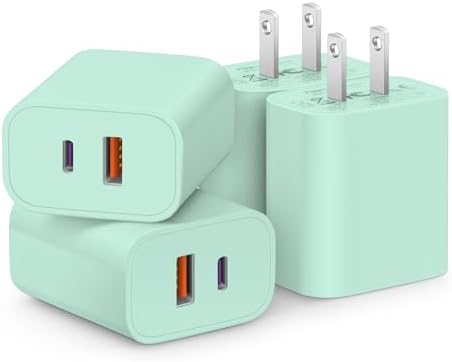 4-Pack Fast Charging USB C Charger Block – Dual Port Multiport Adapter with PD 20 W USB-C & QC 3.0 USB-A for i Phone 16/15/14/13/12/11/X/8, i Pad, Samsung Galaxy, Google & More – Ultimate Charging Solution for Home, Office, and Travel