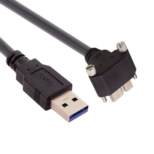 Chenyang 90-Degree Micro USB 3.0 Cable – Type A Male to Micro B Male, 3 M High-Speed Connector for Industrial Cameras & Devices, Enhanced Durability with Mount Panel Screws, Perfect for Tight Spaces and Optimal Cable Management