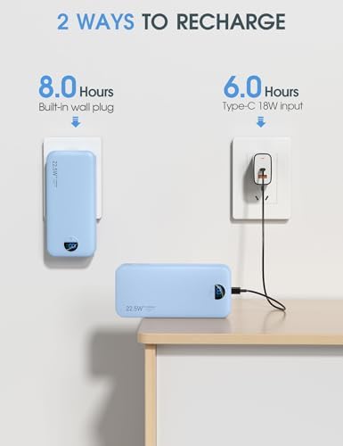 Ultra-Fast Portable Phone Charger with 12000 m Ah Capacity – All-in-One Power Bank with Integrated Cables, Wall Plug, and LED Display for i Phone, i Pad, Samsung – Essential Travel Companion for Uninterrupted Connectivity