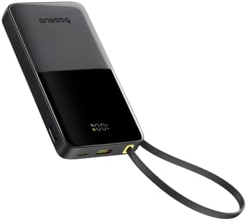 Baseus 10,000 m Ah Portable Power Bank with Built-in Braided USB-C Cable – 22.5 W PD Fast Charging Solution for i Phone 16 Pro, i Pad, Samsung S25/S24 – Essential Travel Charger for Effortless Device Power and Enhanced Compatibility