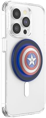 Marvel Captain America Mag Safe Pop Socket Grip – Secure Enamel Phone Holder with Kickstand, Wireless Charging Ready, Lightweight Design for Ultimate Usability and Marvel Fandom Style