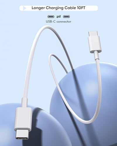10 FT Ultra-Fast USB-C Charging Cable Set for i Phone 16/15 Pro Max – 2-Pack Long-Lasting Cords with 20 W Quick Charge Block for Efficient Power Delivery – Perfect for Home, Office, and On-the-Go Use – Durable Design for Enhanced Compatibility with i Pad Pro/Air/Mini