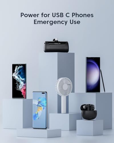 Kuulaa 4500 m Ah Compact USB-C Power Bank – Ultra-Portable Phone Charger for i Phone 15, Samsung Galaxy, LG, Moto, and Pixel Devices – Fast Charging Battery Pack for On-the-Go Power Solutions – Lightweight and Durable Travel Companion