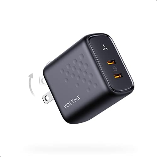 VOLTME 35 W Dual USB-C Wall Charger – Compact Fast Charging Power Adapter with PPS Technology for i Phone 14/13, Mac Book Air, i Pad Pro & Galaxy Devices – Portable & Foldable for Home, Office, and Travel Power Needs