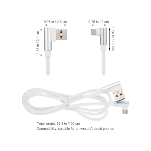 90-Degree USB Micro Cable – 1 m Nylon Braided Right Angle Charger for Universal Phones – Fast 2.4 A Data Transmission – Durable & Tangle-Free Connectivity Solution for Enhanced Performance