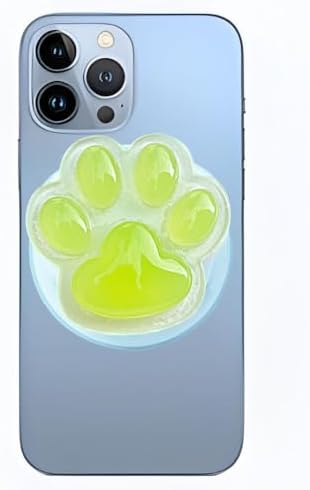 Cute Luminous Pink Cat Paw Magnetic Phone Grip Compatible with MagSafe,Kawaii 3D Shinny Phone Holder Stand for Kindle & iPhone – Adatper Iron Piece Included – Enhanced Compatibility and Speed
