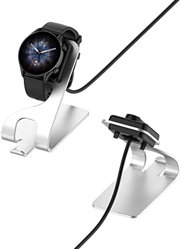Chofit Premium Charger Dock for Amazfit Smartwatches – Fast USB Charging Station with 4.9 ft Cord for GTR4, GTR4 Pro, GTS4, GTS3, GTR 3, and T-Rex 2 – Stylish Silver Finish for Home & Office Use – Reliable & Durable Smartwatch Accessory
