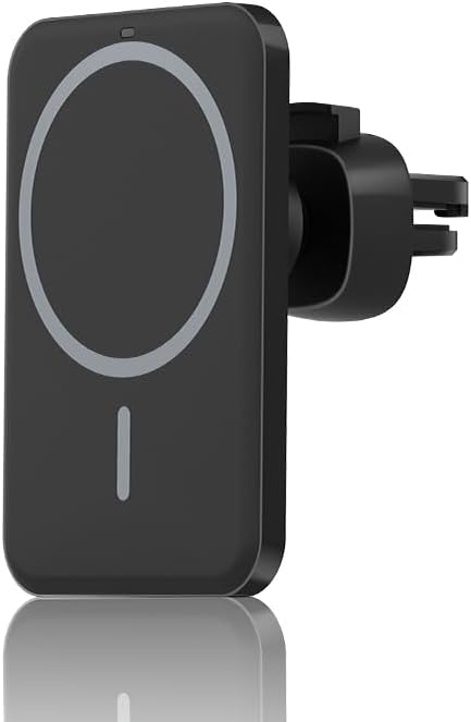 15 W Magnetic Wireless Car Phone Holder – Premium Fast Charging Dock for i Phone 12/13/14 Series with Type-C Compatibility – Elegant White Design for Enhanced Hands-Free Navigation and Secure Device Mounting