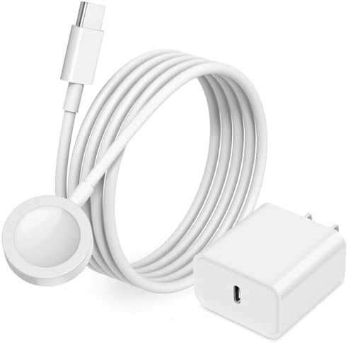 Swift Connect Magnetic Apple Watch Charger with 20 W USB-C Power Block – 5 ft MFi Certified Charging Cable for All Apple Watch Models Including Series Ultra, 9, 8, 7, 6, SE and More – Effortless Magnetic Alignment & Premium Durability for Rapid Charging Performance