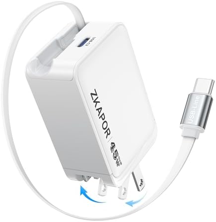 Elevate Your Charging Game with the 45 W Ga N Retractable USB C Charger Block – Ultimate Travel Companion for i Phone 16, Galaxy S25, Mac Book Air, and More! Experience Lightning-Fast PD & QC Charging with Foldable Plug for Maximum Portability – Designed for Enhanced Compatibility and Safety!