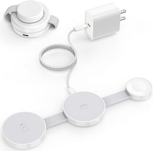 Ultimate 3-in-1 Magnetic Wireless Charging Station for Apple Devices – Compact Fast Charger Pad for i Phone 16/15/14/13, Apple Watch, and Air Pods – Foldable Travel Mag Safe Dock with Enhanced Speed and Compatibility – Ideal for On-the-Go Charging Needs