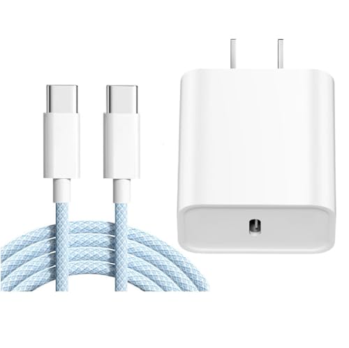 Power Up Your Devices: 20 W Fast Charging Duo Kit for i Phone 16 & 15 – Includes Two 6 FT Woven Type-C Cables for Enhanced Durability and Versatility – Perfect for i Pad Pro & Air Pods – Experience Rapid Charging with Unmatched Portability and Reliability