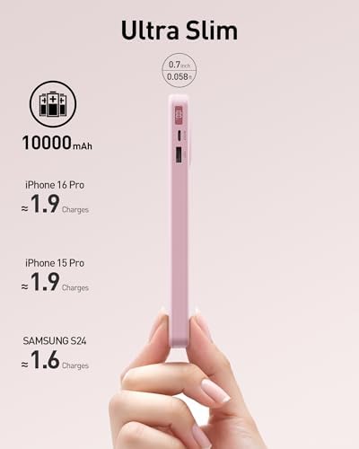 Ultra-Slim 10,000 m Ah Power Bank with 30 W PD Fast Charging & Integrated Retractable USB-C Cable – Perfect for i Phone 16/15, Samsung Galaxy 25/24, Google Pixel, and Mac Book Air – Effortless Portability Meets Stylish Efficiency in Sleek White Design for On-the-Go Charging