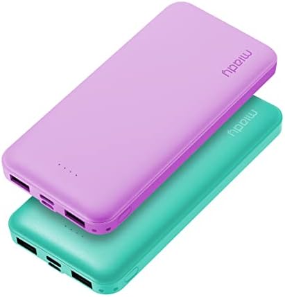 Miady 2-Pack 10000 m Ah Slim Dual USB Portable Power Bank with Type-C Fast Charging – Ultimate Backup Solution for i Phone 16/15/14/13, Galaxy S24/22, i Pad, and Android Devices (Vibrant Red & Blue) – Stay Connected Anywhere!