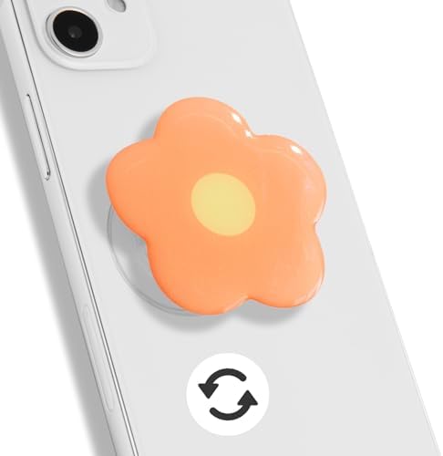 Coral Floral Daisy Phone Grip & Fidget Spinner – Mag Safe Compatible Lightweight Accessory for Enhanced Stability, Stress Relief, and Effortless One-Handed Use – Stylish and Durable Magnetic Stand for i Phone Users