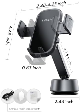 LISEN Electric Retractable Car Phone Mount, 100% Ultra-Stable iPhone Vacuum Electric Suction Cup Phone Mount, Suction Cup Magnetic Phone Holder for iPhone 16 15 Pro Max Plus 14~X, Samsung Galaxy S25 – Enhanced Compatibility and Speed