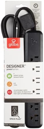 Globe Electric Designer Series 3-Outlet Power Strip in Chic Rose Finish – Stylish Surge Protector with Enhanced Compatibility and Fast Charging for Modern Homes and Offices