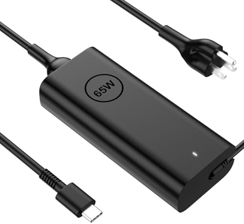 High-Performance 65 W USB-C Fast Charging Adapter for Dell Laptops – Perfectly Compatible with Latitude 7420, XPS 13 9305, 5440, 5430, 5420, 5520, 5530 & Chromebook 3100 – 11 FT Durable Power Cord for Ultimate Flexibility – Safe & Efficient Laptop Charger Replacement for On-the-Go Professionals