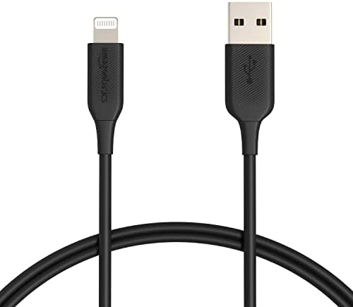 Amazon Basics MFi Certified 2-Pack Lightning Charger Cables – 6 Foot USB-A to Lightning, Optimized for i Phone 14, 13, 12, 11, X, Xs Pro, Pro Max, Plus & i Pad – Durable ABS Design for Fast Charging & Data Syncing, Sleek Black Finish, Essential Backup Solution