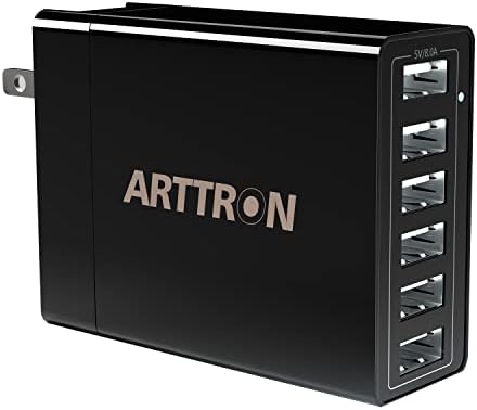 Arttron 40 W 6-Port Foldable USB Wall Charger – Ultimate Fast Charging Adapter for i Phones, i Pads, Tablets & Smartphones – Compact, Multi-Device Power Solution with Safety Features for Home and Office Efficiency