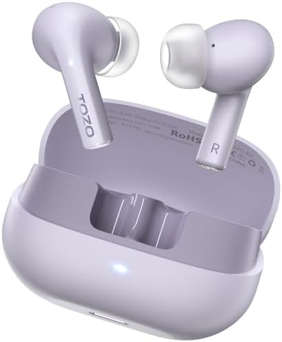 TOZO E2 Wireless Earbuds – Unmatched Sound Clarity with 32 Custom EQ Settings, Smart AI Noise Cancellation for Clear Calls, Enduring 30-Hour Battery Life, Next-Gen Bluetooth 5.3 for Rapid Connectivity, Comfort-Focused Ergonomic Design – Ideal for Music Enthusiasts and Professionals on the Move