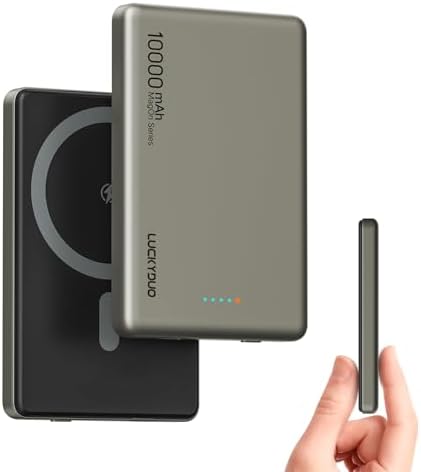 LUCKYDUO Ultra Slim 10000 m Ah Magnetic Power Bank – Sleek Wireless Charger with PD 20 W Two-Way USB-C Fast Charging for i Phone 16/15/14/13 Series – Perfect Travel Companion for Effortless Charging on the Go