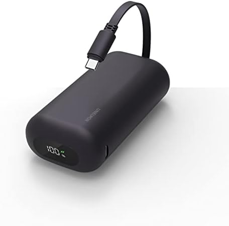 Ultra-Compact 10,000 m Ah Fast Charging Power Bank with Integrated USB-C Cable – Essential Portable Charger for i Phone 15, Samsung Galaxy S23, Note20, and More – LED Display for Easy Battery Monitoring and Enhanced Compatibility