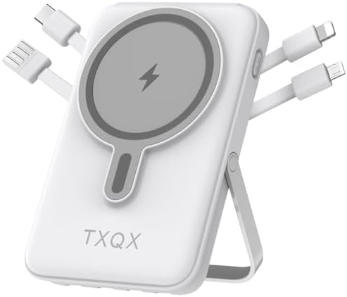 Magnetic Wireless Portable Charger 10000 m Ah – Fast Charging Power Bank with Built-in Cables & LED Display for i Phone 16/15/14/13/12/Pro/Mini/Pro Max – 22.5 W PD Technology & Integrated Stand for Convenient Use – Ideal for Travelers & Busy Professionals