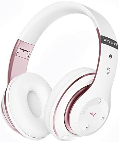 Experience Superior Sound with Falebare Wireless Over-Ear Headphones – Chic White & Rose Gold Design, 40-Hour Playtime, 6 Custom EQ Modes, Effortlessly Foldable for Travel, Built-In Microphone for Clear Calls, Plus TF/FM Radio Functionality for Complete Audio Versatility on Any Device. Perfect for Music Enthusiasts and Professionals Alike.