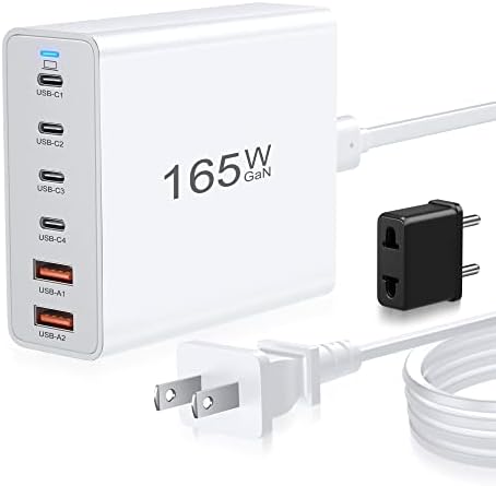 Agtray 165 W Ga N USB-C Power Hub – Ultimate 6-Port Fast Charging Station for Laptops, Tablets, and Smartphones – Compact Travel Adapter with 65 W Power Delivery for Mac Book, i Phone 16/15 Pro, Galaxy S25/S24, and Google Pixel – Exceptional Efficiency with Broad Device Compatibility
