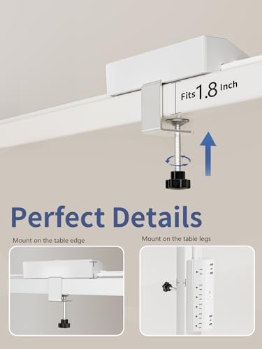 Ultimate Desk Clamp Power Strip with 10 FT Extension Cord – 6 AC Outlets & Dual USB-C Fast Charging Station for Seamless Office Connectivity – Removable Surge Protector for Up to 1.8″ Tabletop – Enhance Your Workspace Efficiency and Stay Powered Up