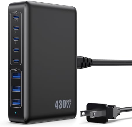 Power Up in Style: 300 W Ga N IV 8-Port USB-C Charging Hub – Fast PD 100 W Charger for Mac Book, i Phone 16/15/14, and Galaxy Devices – Ultimate Compact Charging Solution for Home and Travel Efficiency – Multi-Device Compatibility with Rapid Charging Capability – Engineered for Professionals and Tech Enthusiasts – Stay Powered Anywhere with This Versatile Charging Station