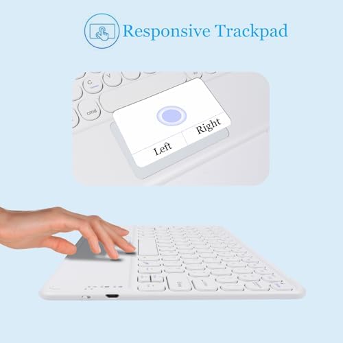 Portable Wireless Bluetooth Keyboard with Touchpad – 10-Inch Rechargeable Slim Design for i Pad Pro, Air, Mini & More | Stylish Purple Finish for Enhanced Productivity on i OS, Android & Windows Devices