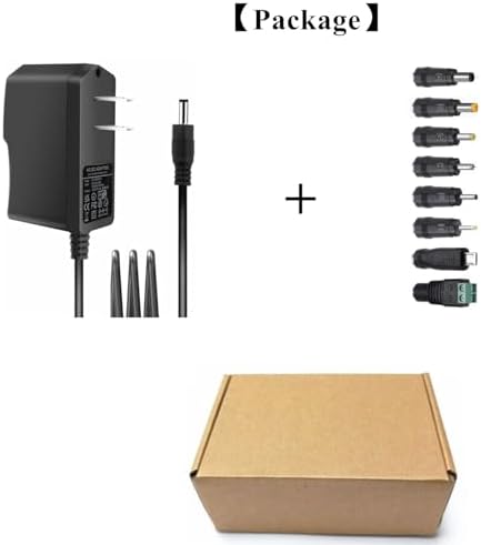 Guan Ting Universal 12 V 2 A Power Supply Adapter – High-Efficiency AC to DC Charger with 8 Interchangeable Tips for Maximum Flexibility – Compact 24 W Converter for Rapid Charging and Enhanced Device Compatibility