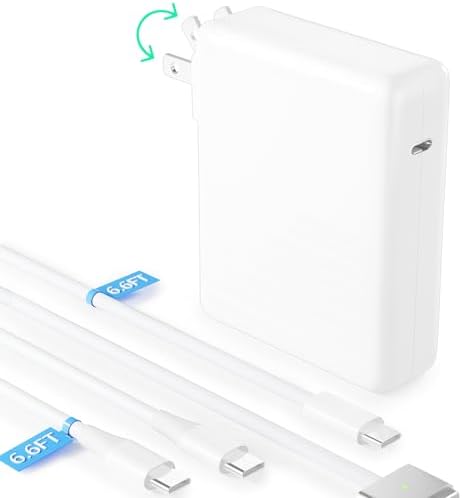 Ultra-Fast 140 W USB-C Power Adapter for Mac Book Pro/Air & USB-C Devices – Includes 6.6 ft Mag3 E-Marker & 100 W Type C Charging Cables – Maximum Compatibility & Rapid Charging for M3, M2, M1 Models – Smart Protection Technology for Optimal Efficiency – Ideal for i Phone 15 & Samsung Galaxy Series
