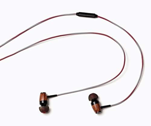 Experience Superior Sound with Symphonized DRM Premium Wood In-Ear Noise-Isolating Headphones – Unmatched Comfort, Built-in Mic, and Tangle-Free Design for Enhanced Audio Compatibility (Red/Gray)