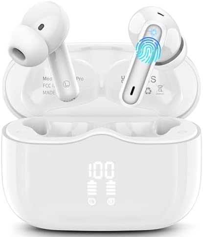 Experience Superior Sound with 2025 Bluetooth 5.4 Wireless Earbuds – Advanced 4-Mic ENC Noise Cancellation, Hi-Fi Stereo Deep Bass, 40-Hour Playtime, and IP7 Waterproof Design for Ultimate Durability – Fast USB-C Charging and LED Battery Indicators for Seamless Connectivity Anytime, Anywhere