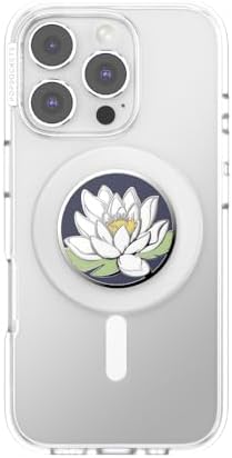 Mag Safe Compatible Pop Socket Phone Grip – Enamel Water Lily Midnight – Secure Magnetic Stand with Hands-Free Kickstand & Wireless Charging Support – Elevate Your Smartphone Experience!