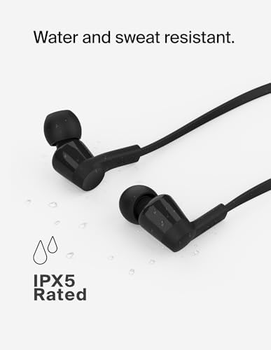 Belkin Sound Form USB-C Wired Earbuds – High-Fidelity In-Ear Headphones with Microphone for i Phone 15/16, i Pad Mini, Galaxy S25, and Google Pixel 9 – Water-Resistant Design and Ergonomic Comfort for Music Enthusiasts and Professionals – Durable Tangle-Free Cable for Everyday Durability and Convenience