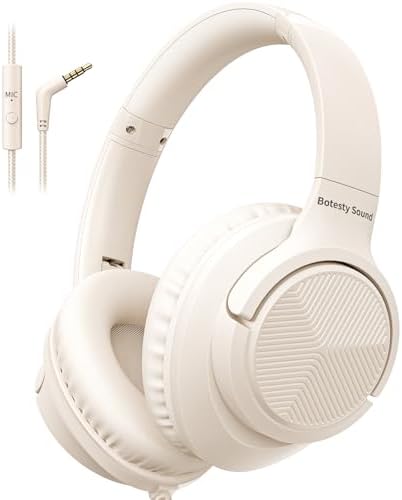 Versatile Over-Ear Wired Headphones with Integrated Microphone – Premium Sound Experience with Foldable Design and 4.9 ft Tangle-Free Nylon Cord – Perfect for Travel, Daily Use, and Multimedia Engagement (Black)