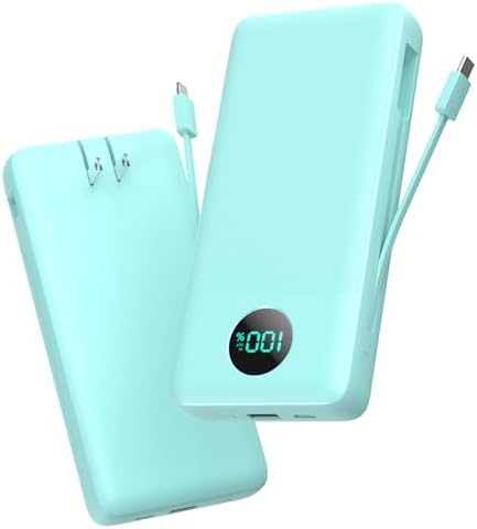 Ultra-High Capacity 33800 m Ah USB C Power Bank with Integrated Cables & AC Wall Adapter – Rapid 25 W Fast Charging with QC 4.0, Multi-Device Support, LCD Battery Status Display for i Phone 16/15, Samsung, Android, and More – Ultimate Portability and Efficiency for On-the-Go Power Solutions