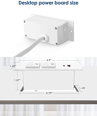 Recessed Power Strip with USB C PD Fast Charging – 30 W Flush Mount Desk Outlet for Space-Saving Convenience, 2 AC Outlets & 2 USB Ports, 6 ft Cord, Ultra Thin Flat Plug for Tidy Workspaces – Perfect for Home Offices and Multi-Device Charging Solutions