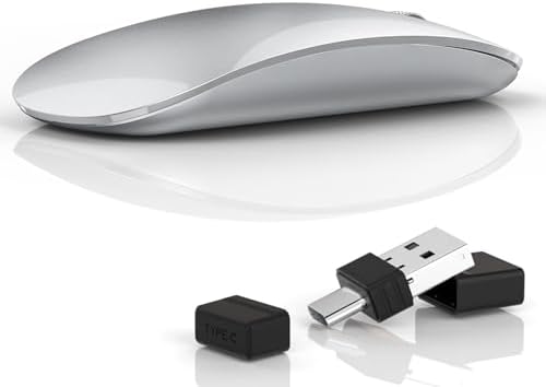 Elevate Your Computing with the Uiosmuph G11 Wireless Mouse – Stylish Purple Slim Design, USB C Rechargeable & Silent Click Technology for Effortless Precision and Comfort on Laptop, Mac, and PC