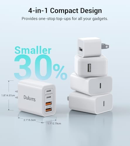 40 W USB C 4-Port Wall Charger 2-Pack – Ultra-Fast Charging Adapter for i Phone 16, i Pad Pro, Nintendo Switch & More – High-Speed PD & QC Technology for Multiple Devices – Compact & Stylish Red Design – Perfect for Travel and Daily Use