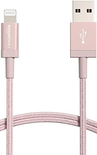 Experience Ultimate Charging Efficiency with the Amazon Basics 6-Foot USB-A to Lightning Charger Cable – MFi Certified, Durable Nylon Braided Design for Fast Power Delivery to Apple i Phone 14, 13, 12, 11, X, Xs Pro, Pro Max, Plus, i Pad – Stylish Dark Gray Finish for Enhanced Compatibility