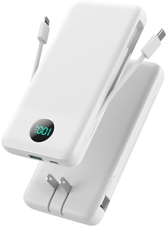 Ultimate USB C Power Bank with Dual Built-in Cables & AC Wall Plug – 13,800 m Ah Fast Charging Powerhouse for i Phone 16/15, Galaxy S23, Tablets – Compact LED Display, Universal Compatibility for On-the-Go Power Solutions
