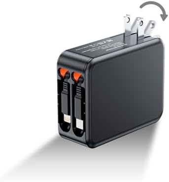 Transform Your Charging Experience with the Ultimate 3-in-1 Retractable Wall Charger – 35 W USB-C Power Block with Dual Cables and Foldable Plug for Maximum Portability – Fast 62 W Charging for i Phone 16/15/14/13/12/11, i Pad, Samsung, LG, and More – Unmatched Versatility and Cutting-Edge Speed for Every Device You Own