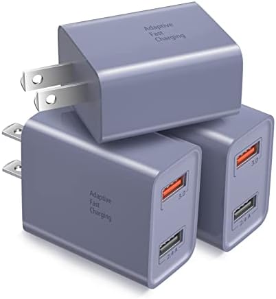 Costyle Dual Port USB Wall Charger – 3 Pack 30 W Quick Charge 3.0 Power Adapter for i Phone 12/11/XR/X/SE & Samsung Galaxy S9/S10/S20 – Compact Fast Charging Solution with Overheat Protection for Home & Travel