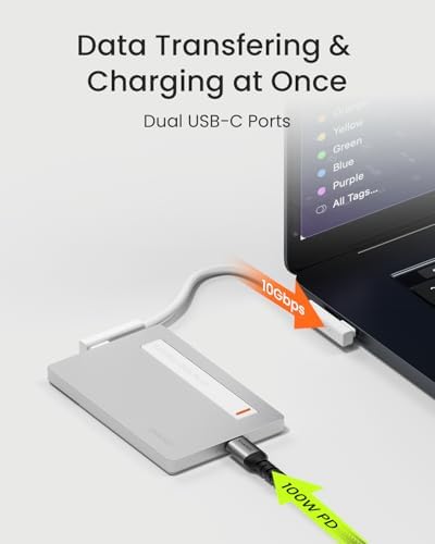 Ultra-Slim Disk Plus M.2 NVMe SSD Enclosure – 10 Gbps USB-C 3.2 Gen2 for Fast Data Transfers – Lightweight Aluminum Design with Built-in Cable Support for 2230/2242/2280 Drives – Ideal for Mac Book Pro & Steam Deck Users – Upgrade Your Storage Experience
