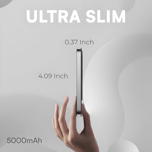 Ultra Slim Magnetic Power Bank for i Phone 16/15/14/13/12 – Fast Wireless Charger with 5000 m Ah Capacity, Mag-Safe Compatible, Lightweight Design for On-the-Go Charging, Perfect for Daily Use and Emergencies